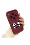 Vivo X300 Compatible Panda Pattern Shockproof Simple Claret Red Silicone Phone Case - 2