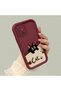 Samsung Galaxy A51 Compatible Shockproof Simple Claret Red Silicone Phone Case Cat Pattern - 3