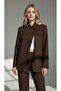 Women's Brown Hakim Collar Blazer Jacket – Minimal Chic Design