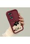 Oppo A60 Compatible Shockproof Simple Claret Red Silicone Phone Case Cat Pattern - 3
