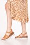 Genuine Leather Comfort Sole Comfortable Daily Sandals Imk.2602 Tan - 6