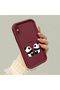 iPhone X Compatible Panda Pattern Shockproof Simple Claret Red Silicone Phone Case - 3