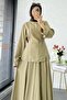 Pinterest Soft Line Slit Detailed Skirt Set - Green - 8