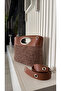 Handmade Leather Handle Straw Handbag Tan Color (36X25Cm)