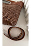 Handmade Leather Handle Straw Handbag Tan Color (36X25Cm) - 2