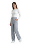 High Waist Palazzo Pants with Lycra Pockets, Straight Cut Wide Leg - Gray - 2