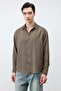 Khaki 100% Lyocell Striped Textured Men's Shirt - 4