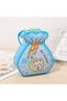 Metal Piggy Bank with Money Bag Figure - Children's Savings Box with Lock and Key, Blue