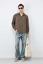 Khaki 100% Lyocell Striped Textured Men's Shirt - 5
