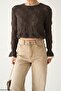 Women's Openwork Sleeve Gathered Knitwear Sweater - 3