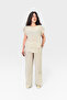 Asymmetrical Cut Striped Linen Blouse and Pants Set - 2