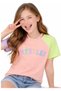 Girl's My Rules Text Patterned Color Block Orange Color T-Shirt - 4