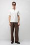 White Textured Knitted Polo Collar Men's T-Shirt - 5