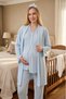 Women's Jacquard Shawl Collar Maternity 3-Piece Pajama Set