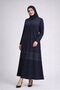 Women's Front Patterned Stone Detailed Plain Textured Dress