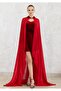 New Generation Red Chiffon Cape-Henna Dress Double Set-Kaftan-Bindali-Henna Dress-Wedding - 2