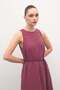 Belt Detailed Long Dress - Plum - 4