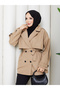 Button Detailed Belted Oversize Bondit Trench Coat Rc803107 - 6
