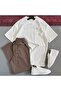 Men's Ottoman Fabric Crew Neck Summer Top and Bottom Set - 2