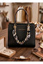 Women's Shoulder Bag - Original Medium Size Stylish Handbag with Gold Chain Shawl Accessory 6087 - 2
