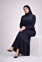 Women's Front Patterned Stone Detailed Plain Textured Dress - 2