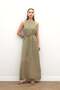 Long Dress with Belt Detail - Khaki - 4