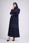 Women's Front Patterned Stone Detailed Plain Textured Dress - 5