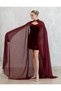 New Generation Burgundy Chiffon Cape Henna Dress Double Set-Kaftan-Bindali-Henna Dress-Wedding - 6