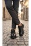 Dark Black Men's Daily Use Lightweight Poly Stitched Sole Walking Guaranteed Sports Shoes - 6