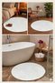 Plush Cream Circle Furry Soft Washable Non-Slip Base Carpet Runner Bedroom Bathroom Living Room - 3