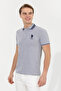 Men's Gray Melange Basic Polo Collar T-Shirt 50249145-Vr086