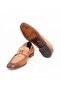 Tan Color Laceless Genuine Leather Men's Shoes - 3