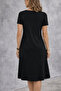 Women's V-Neck Collar and Pocket Detailed Midi Viscose Dress - 3