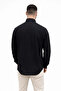 Men's Linen Fabric Oversize Long Sleeve Comfortable Fit Shirt - Black - 4