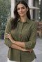 Women's Classic Collar Half Sleeve Buttoned Pocket Detailed Comfortable Fit Casual Khaki Shirt - 5