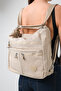 Viola Rosetti Beige Women's Multi-Compartment Waterproof Crinkle Daily Backpack Crossbody Hand and Shoulder Bag - 4