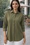 Women's Classic Collar Half Sleeve Buttoned Pocket Detailed Comfortable Fit Casual Khaki Shirt