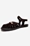 Chiela Brown Suede Genuine Leather Ankle Strap Women's Sandals - 6