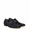 Dark Blue Color Laceless Genuine Leather Men's Shoes