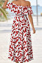 Women's Madonna Collar Patterned Long Single Jersey Dress with Slit Detail - 2