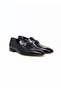 Dark Blue Color Laceless Genuine Leather Men's Shoes