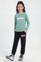 Long Sleeve Round Neck Printed Detailed Girls' Top and Bottom Set - 2