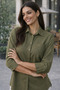 Women's Classic Collar Half Sleeve Buttoned Pocket Detailed Comfortable Fit Casual Khaki Shirt - 2