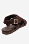 Monaro Brown Suede Genuine Leather Women's Sandals - 5