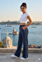 Modal Fabric Sweatpants with Side Stripes Loose Cut / Wide Cut Trousers with Side Stripes - 3