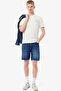 Men's Straight Fit Denim Dark Blue Bermuda Jean Shorts Men's Straight Cut Bermuda Denim Shorts Dark - 4
