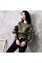Patchwork Sleeve Layered Crop Sweatshirt - 3
