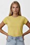 Yellow Crew Neck Raglan Sleeve Lycra Knitted Blouse Alc-X15388