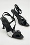 Women's Black Patent Leather Design Silver Crocodile Detailed Thin High Heeled Evening Dress Shoes - 3