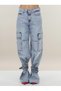 Streetwear Inspired Fashion Loose Fit Cargo Jeans with String Ties - 4